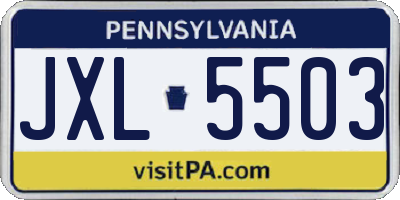 PA license plate JXL5503
