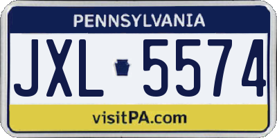 PA license plate JXL5574