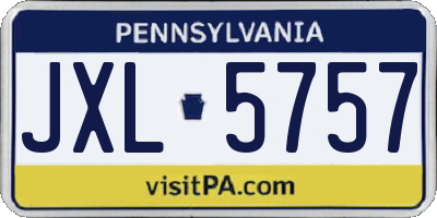 PA license plate JXL5757