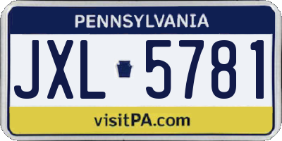 PA license plate JXL5781