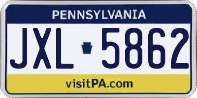 PA license plate JXL5862