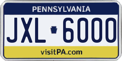PA license plate JXL6000