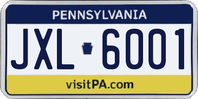 PA license plate JXL6001