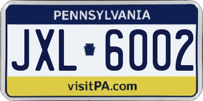 PA license plate JXL6002