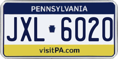 PA license plate JXL6020