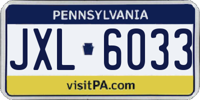 PA license plate JXL6033