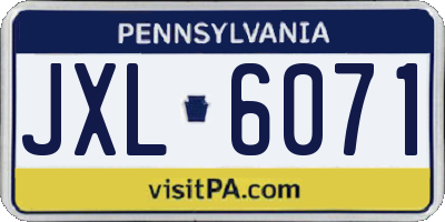 PA license plate JXL6071