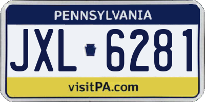 PA license plate JXL6281