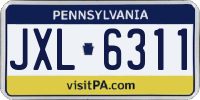 PA license plate JXL6311