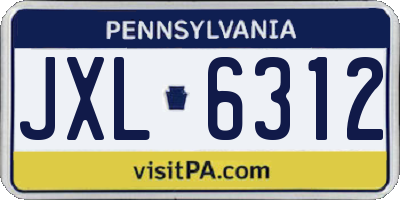 PA license plate JXL6312