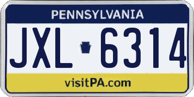 PA license plate JXL6314