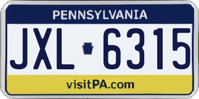 PA license plate JXL6315