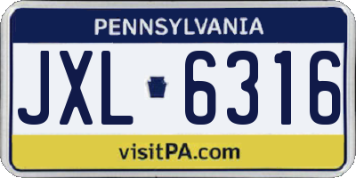 PA license plate JXL6316