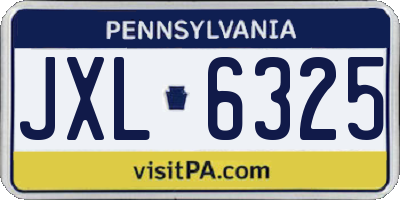 PA license plate JXL6325