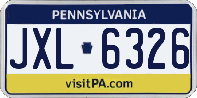 PA license plate JXL6326