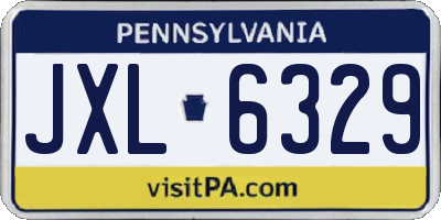 PA license plate JXL6329