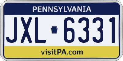 PA license plate JXL6331