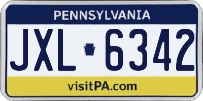 PA license plate JXL6342