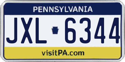 PA license plate JXL6344