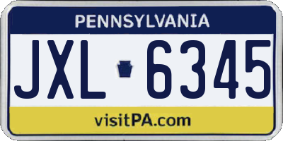 PA license plate JXL6345