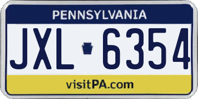 PA license plate JXL6354