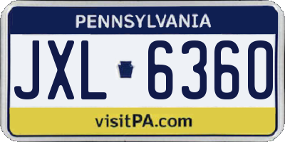 PA license plate JXL6360