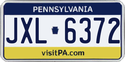 PA license plate JXL6372