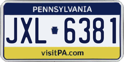 PA license plate JXL6381