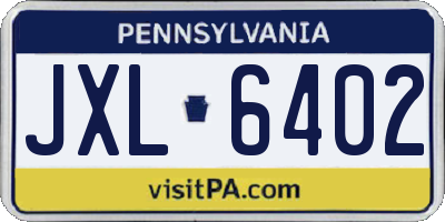 PA license plate JXL6402