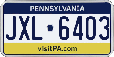 PA license plate JXL6403