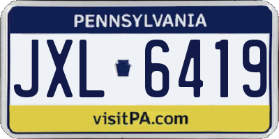PA license plate JXL6419