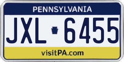PA license plate JXL6455