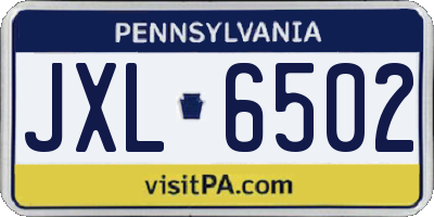 PA license plate JXL6502