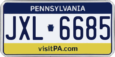 PA license plate JXL6685