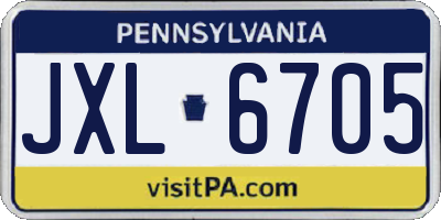 PA license plate JXL6705