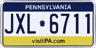 PA license plate JXL6711