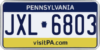 PA license plate JXL6803