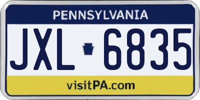 PA license plate JXL6835