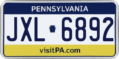 PA license plate JXL6892