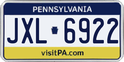 PA license plate JXL6922