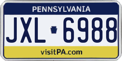 PA license plate JXL6988