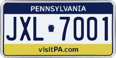 PA license plate JXL7001