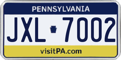 PA license plate JXL7002