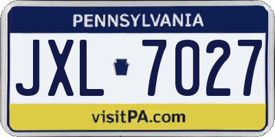 PA license plate JXL7027