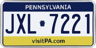 PA license plate JXL7221