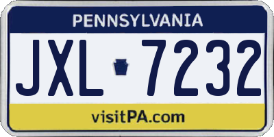 PA license plate JXL7232