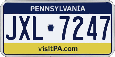PA license plate JXL7247