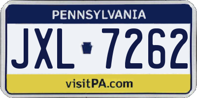PA license plate JXL7262
