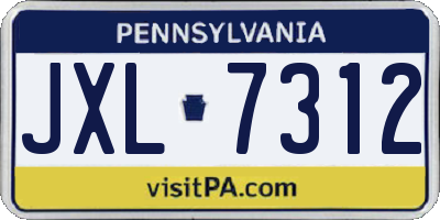 PA license plate JXL7312