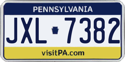 PA license plate JXL7382